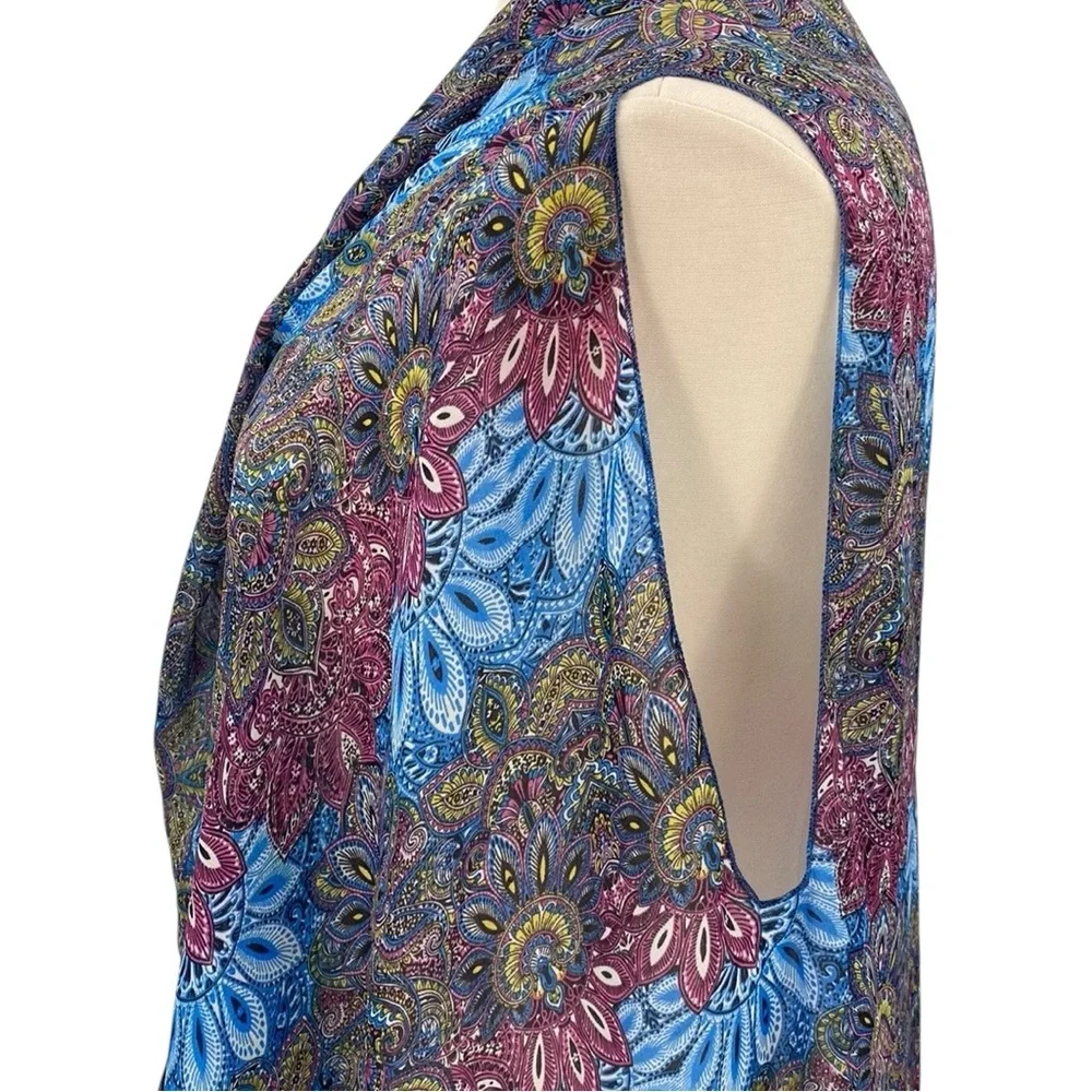 Accents by Lavello Multicolor Boho Paisley Sheer Open Front Convertible Vest - Picture 10 of 16